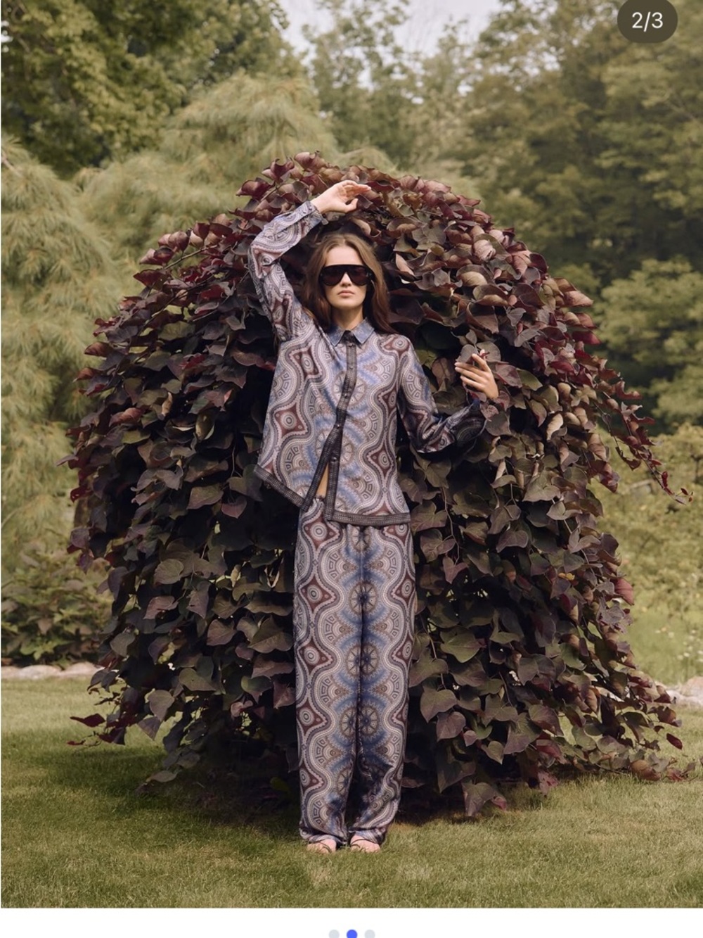 Hill House Printed Wide-Leg Jumpsuit in Blue and Gray Paisley